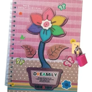 DIARIO ESPIRAL FLOR C/CANDADO